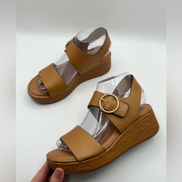Sofft Tan Leather Wedge Platform Faedra Sandals Women’s Size 7